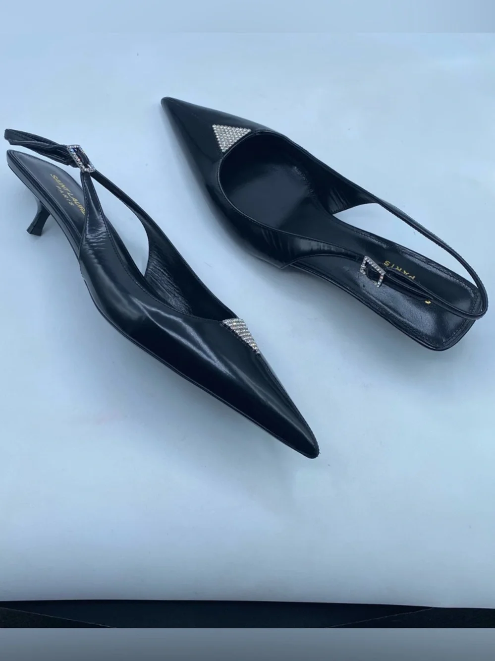 Saint Laurent Cherish Slingback Pumps with Crystal Accents - Picture 10 of 16